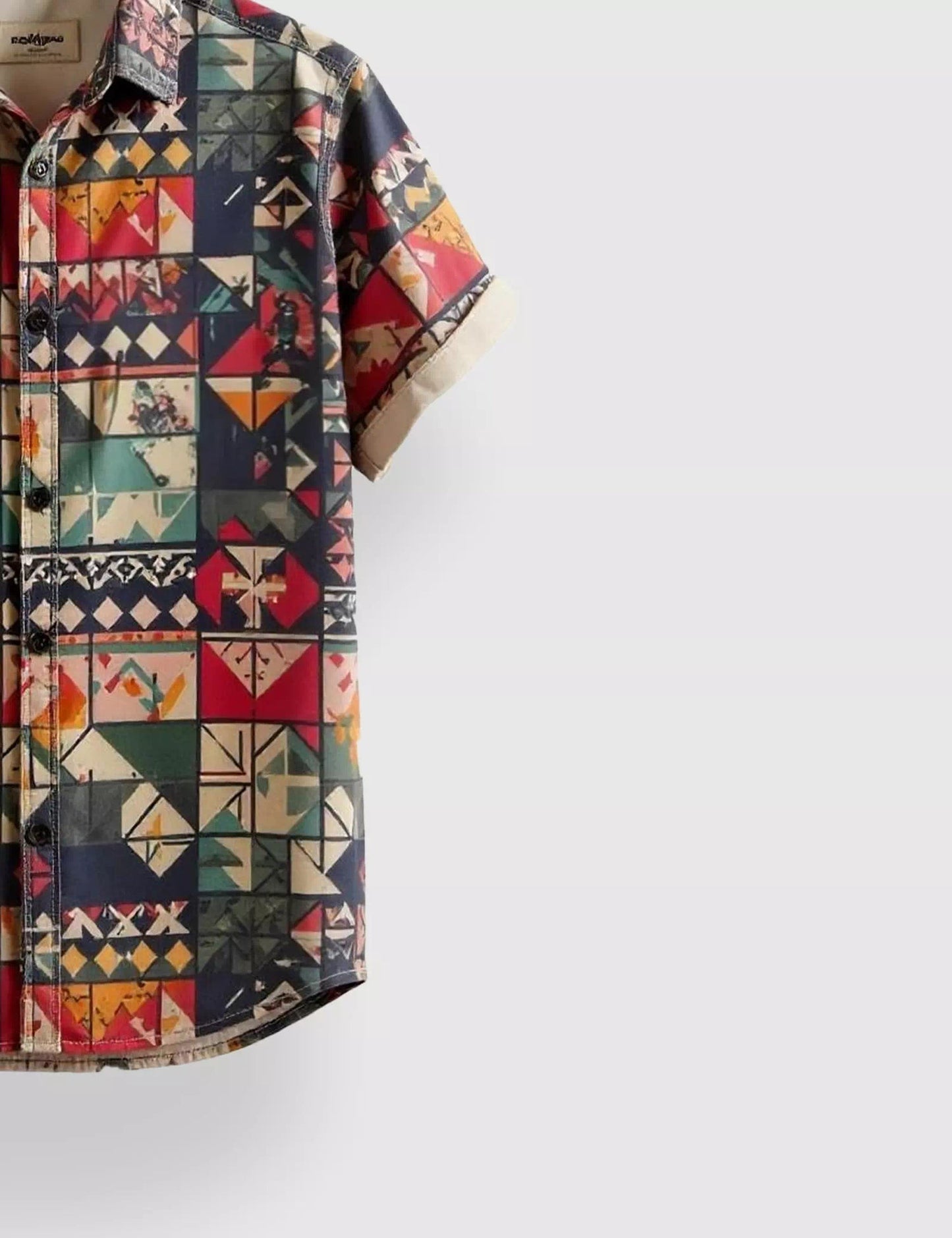 Multicolor Geometric Printed Men’s Half Sleeve Casual Shirt – Designer Collection