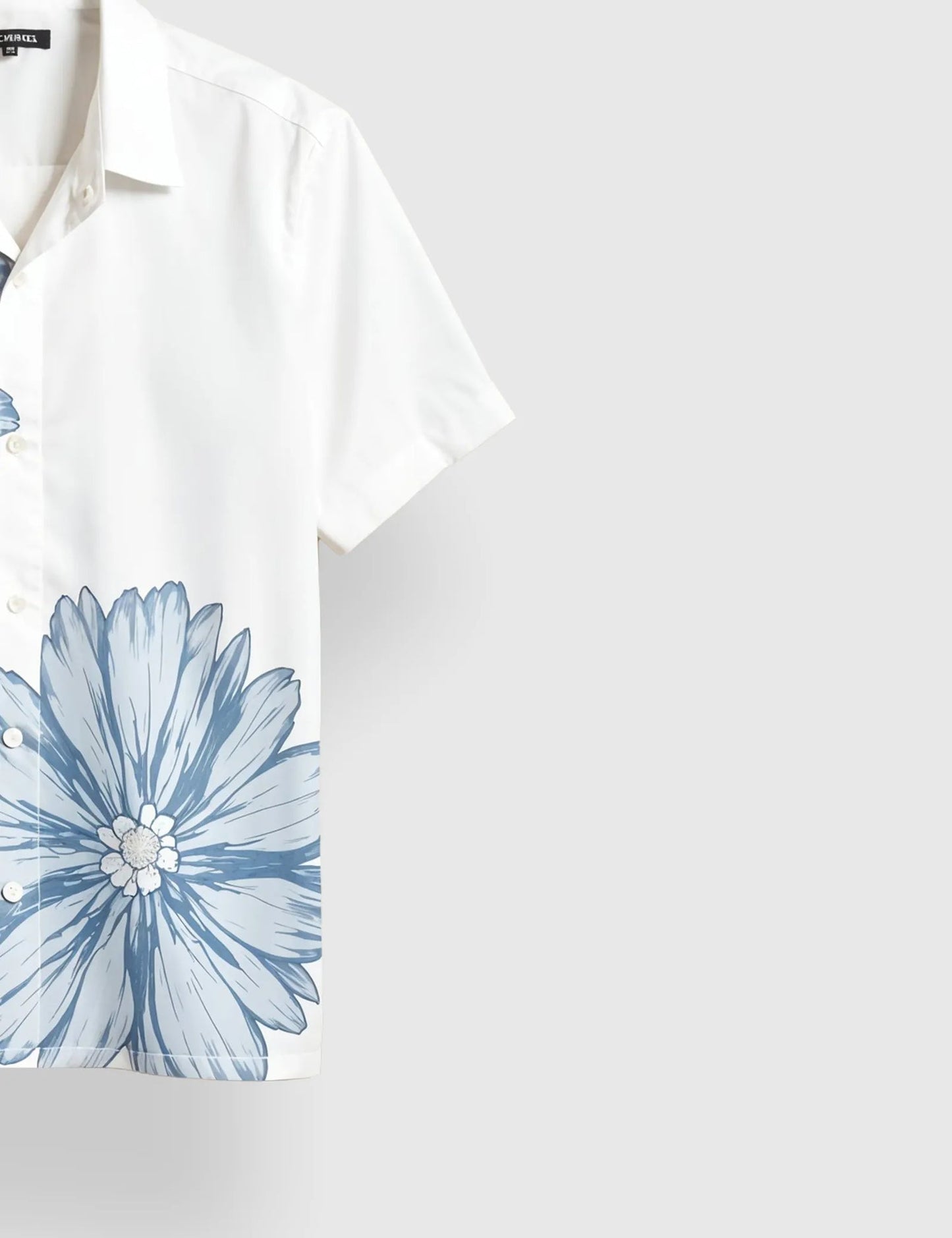 White & Blue Floral Print Men’s Half Sleeve Shirt – Summer Designer Collection