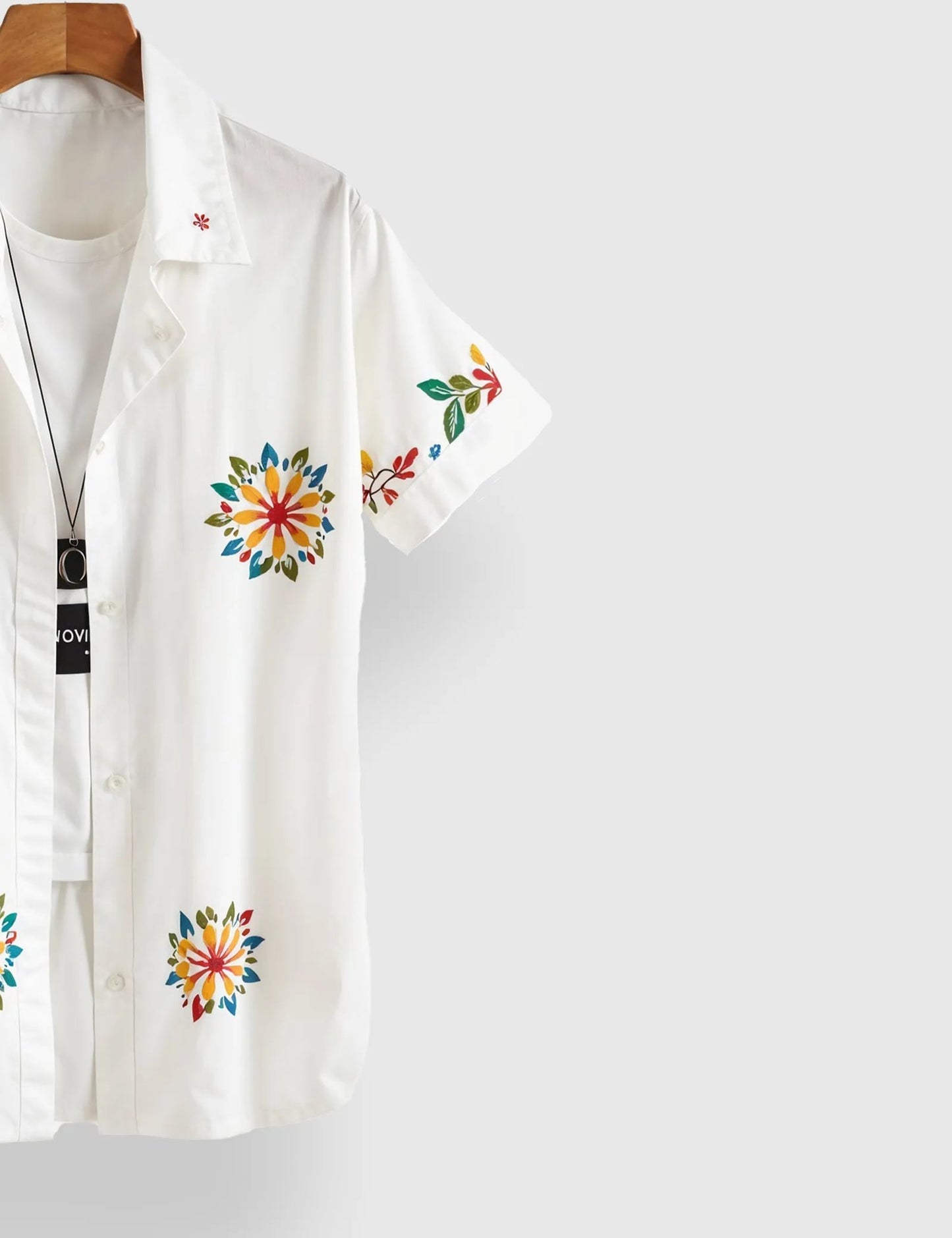 White Sunflower Floral Printed Men’s Half Sleeve Shirt – Summer Casual Collection