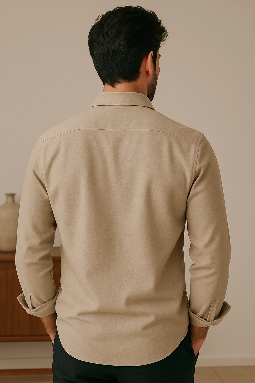 Brave Valvet Men’s Premium Full-Sleeve Shirt – Khaki