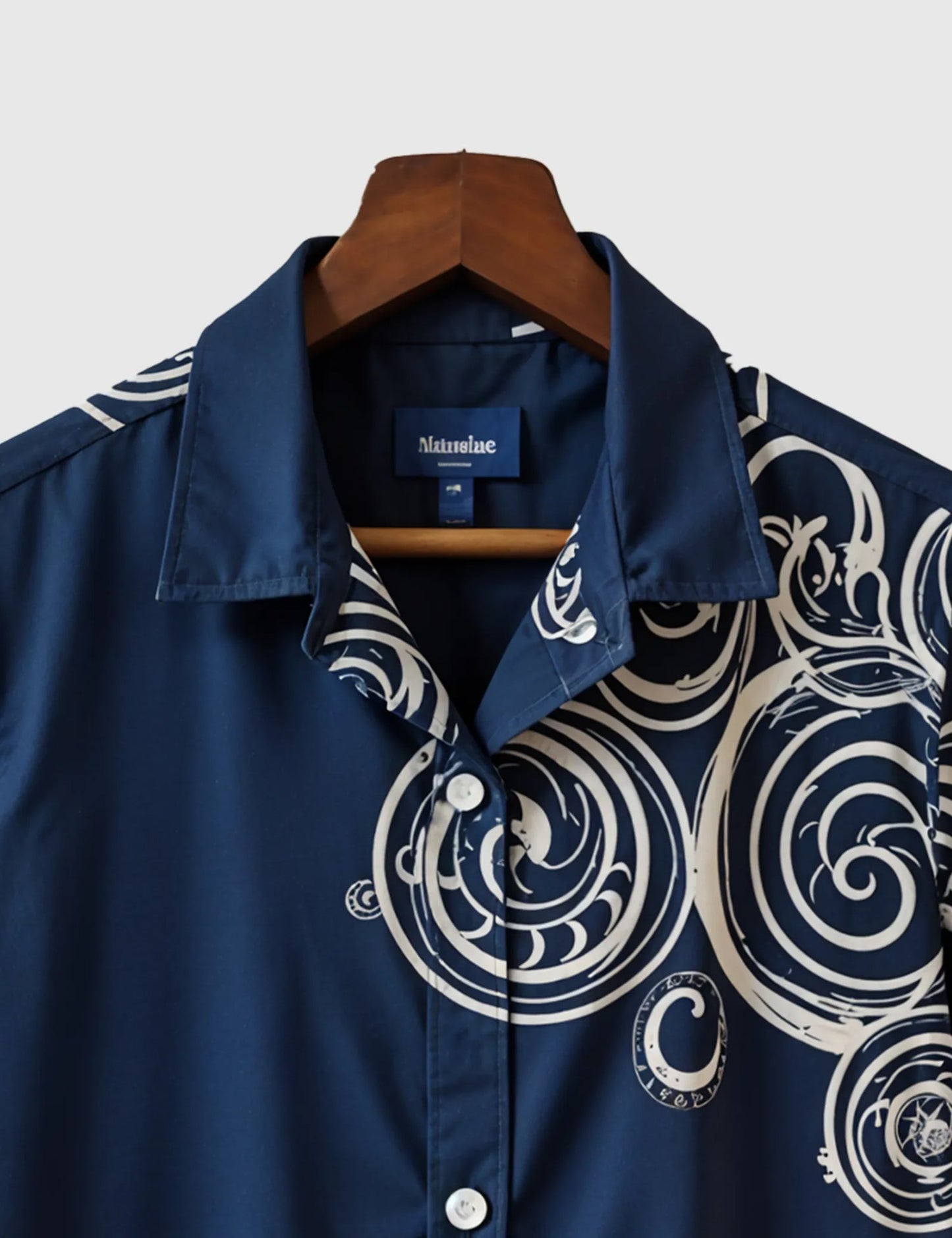 Navy Blue Geometric Printed Designer Men’s Half Sleeve Shirt