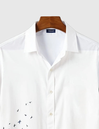 White & Blue Ocean Wave Printed Men’s Half Sleeve Shirt – Summer Collection