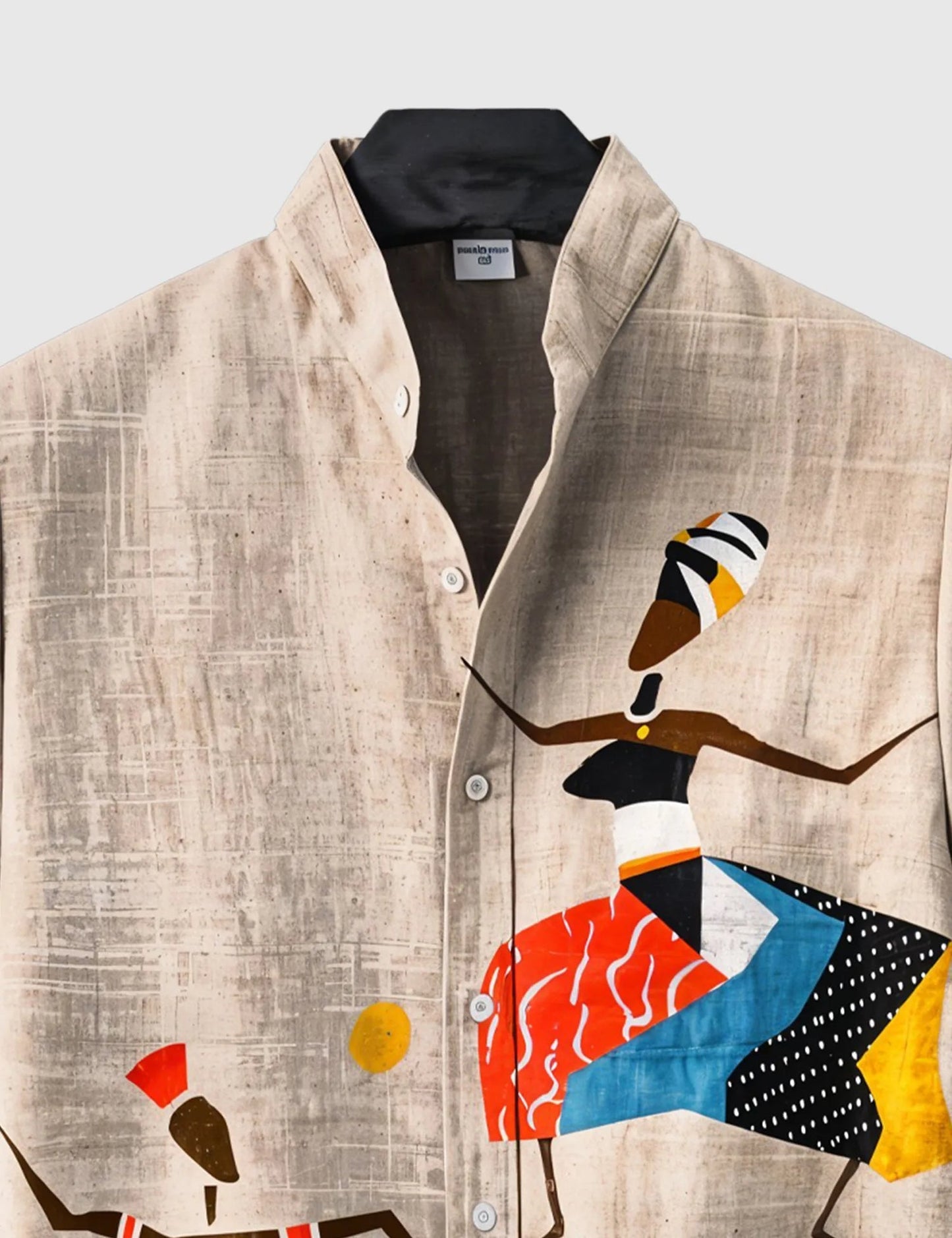 Cream Tribal Art Printed Men’s Half Sleeve Shirt – Exclusive Designer Collection