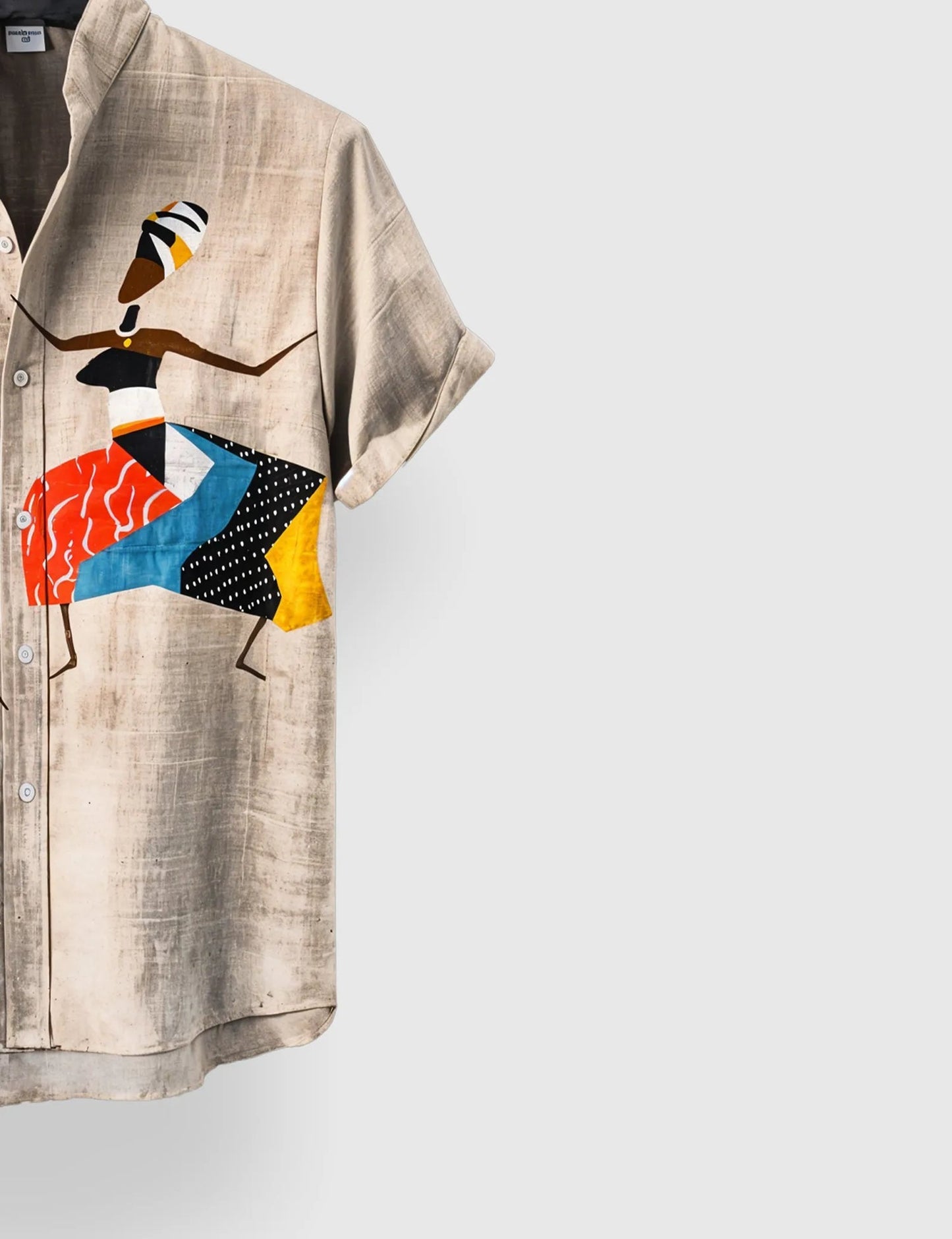 Cream Tribal Art Printed Men’s Half Sleeve Shirt – Exclusive Designer Collection