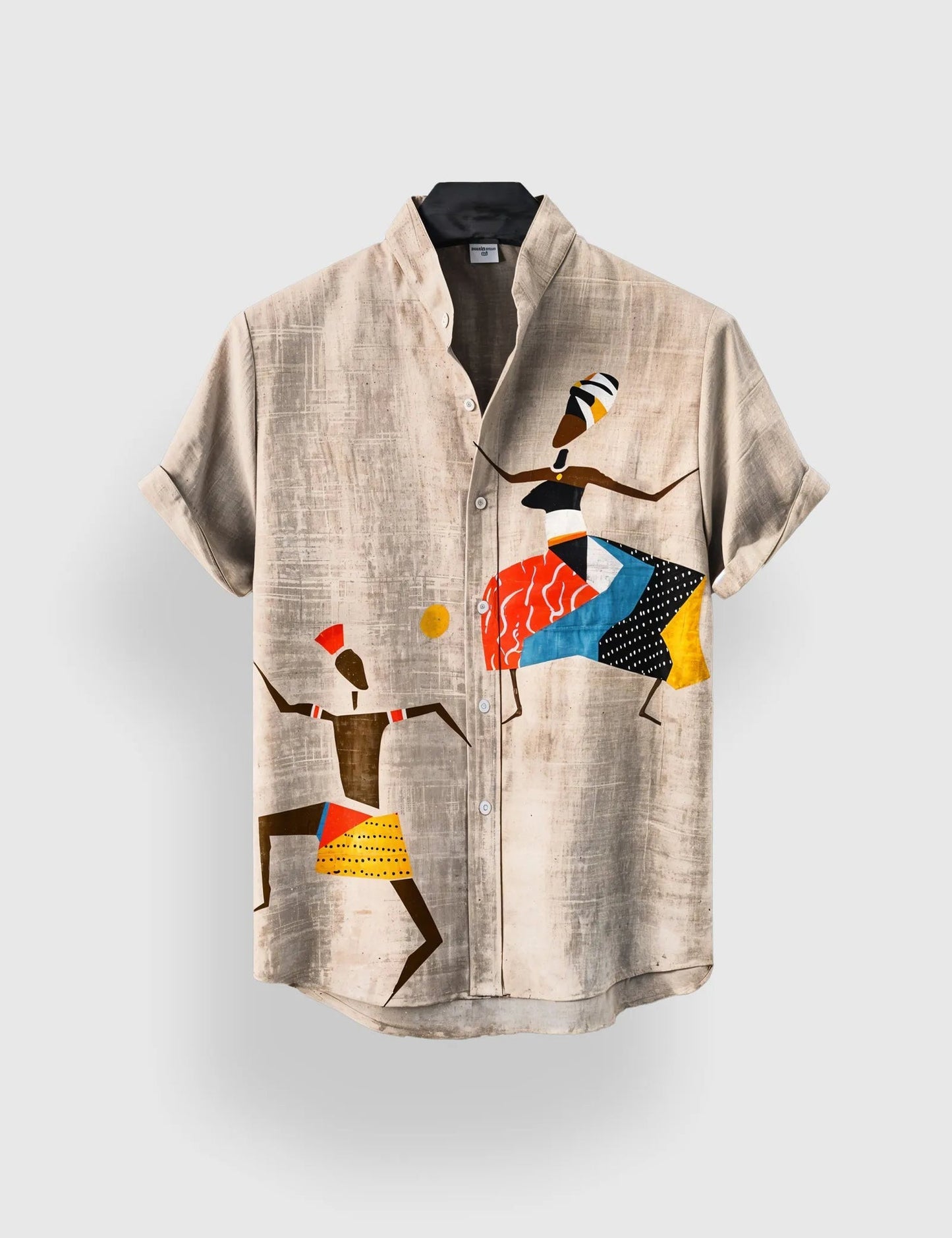 Cream Tribal Art Printed Men’s Half Sleeve Shirt – Exclusive Designer Collection