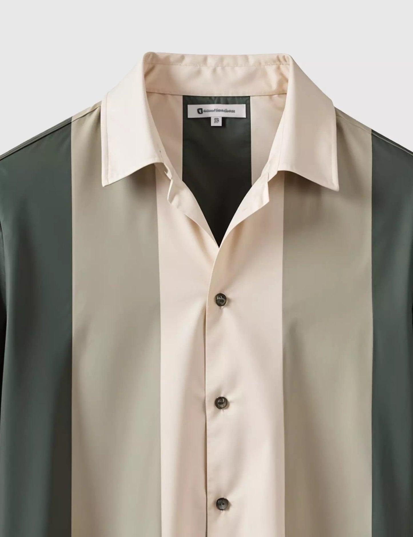Cream & Green Vertical Striped Designer Men’s Half Sleeve Shirt