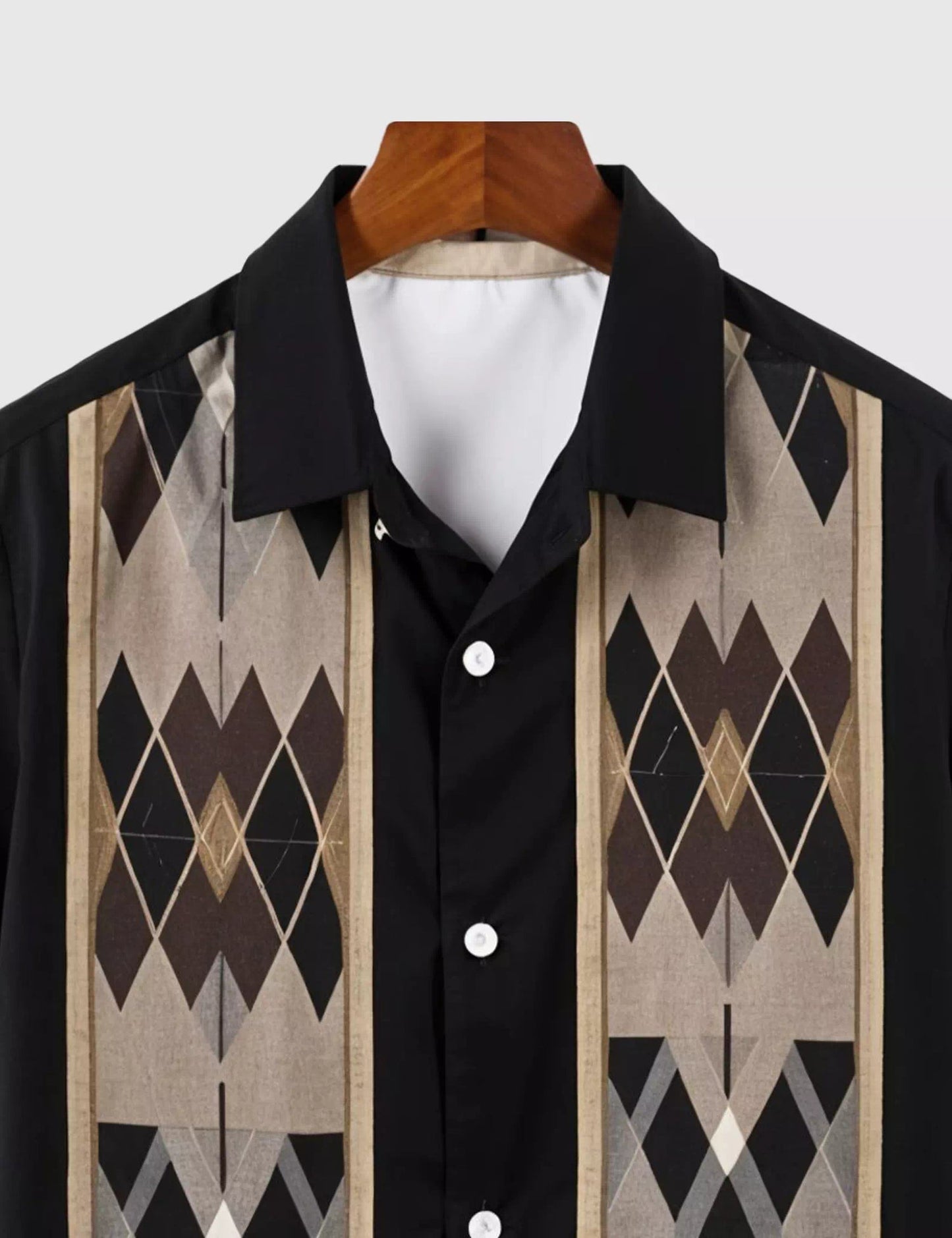 Black & Beige Geometric Arrow Print Men’s Half Sleeve Shirt – Casual Designer Collection