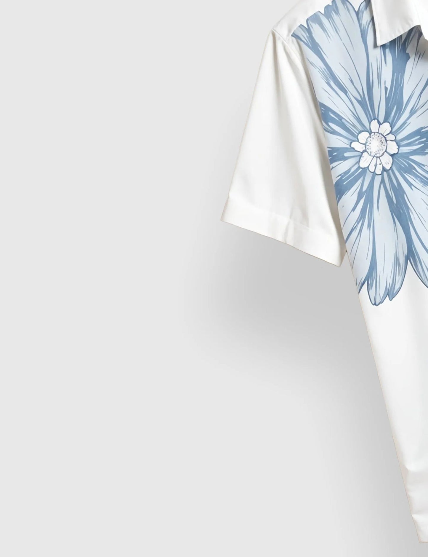 White & Blue Floral Print Men’s Half Sleeve Shirt – Summer Designer Collection