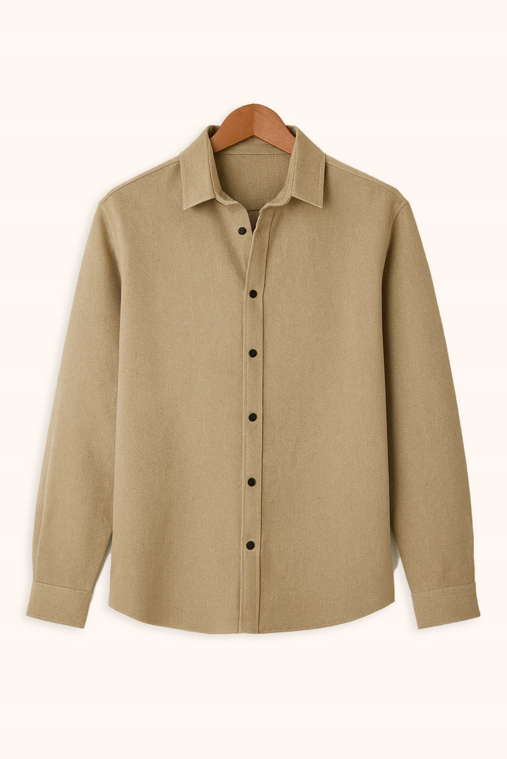 Brave Valvet Men’s Premium Full-Sleeve Button-Down Shirt – Apricot Beige