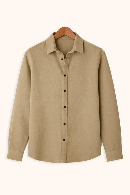 Brave Valvet Men’s Premium Full-Sleeve Button-Down Shirt – Apricot Beige