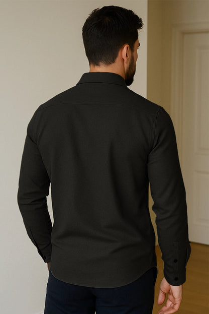 Brave Valvet Men’s Premium Full-Sleeve Button-Down Shirt – Jet Black