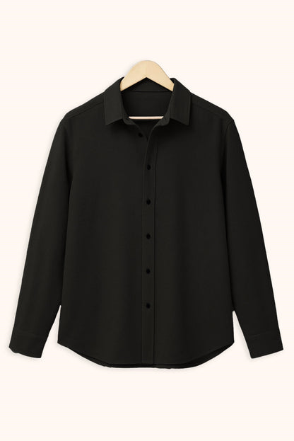 Brave Valvet Men’s Premium Full-Sleeve Button-Down Shirt – Jet Black