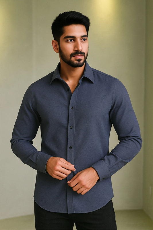 Brave Valvet Men’s Premium Full-Sleeve Shirt – Blue