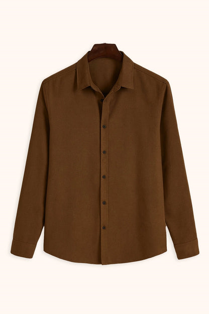 Brave Valvet Men’s Premium Full-Sleeve Button-Down Shirt – Deep Brown
