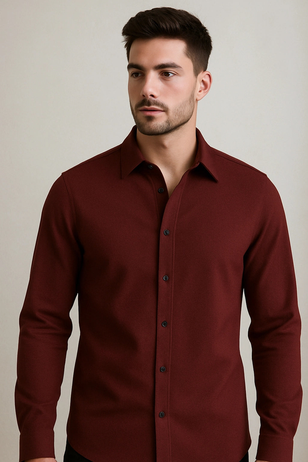 Brave Valvet Men’s Premium Full-Sleeve Button-Down Shirt – Burgundy