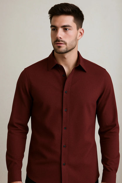 Brave Valvet Men’s Premium Full-Sleeve Button-Down Shirt – Burgundy