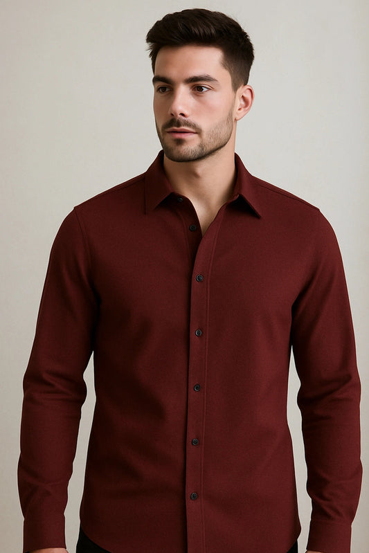 Brave Valvet Men’s Premium Full-Sleeve Button-Down Shirt – Burgundy