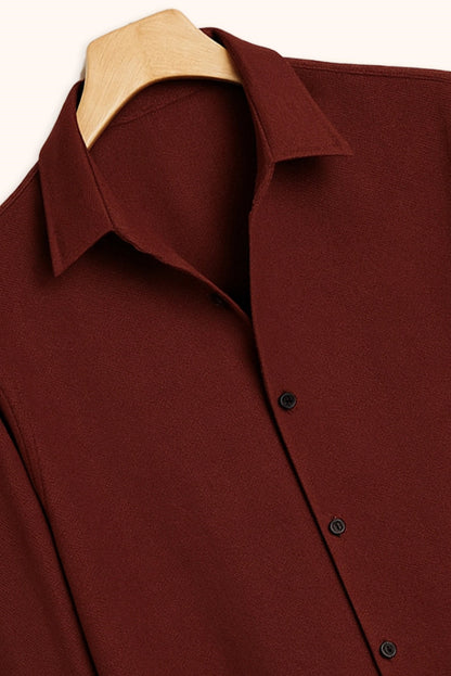 Brave Valvet Men’s Premium Full-Sleeve Button-Down Shirt – Burgundy