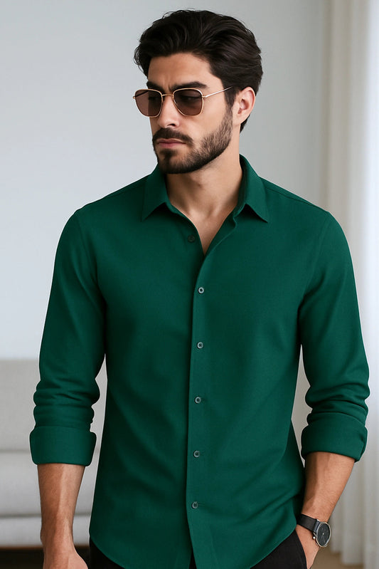 Brave Valvet Men’s Premium Full-Sleeve Shirt – Dark Green