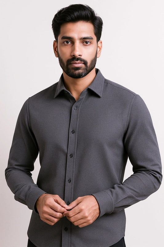 Brave Valvet Men’s Premium Full-Sleeve Button-Down Shirt – Dark Grey