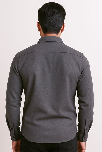Brave Valvet Men’s Premium Full-Sleeve Button-Down Shirt – Dark Grey
