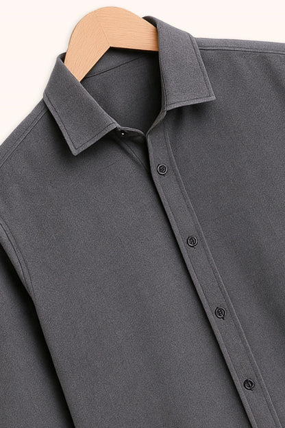 Brave Valvet Men’s Premium Full-Sleeve Button-Down Shirt – Dark Grey