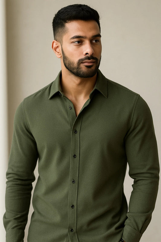 Brave Valvet Men’s Premium Full-Sleeve Button-Down Shirt – Olive Green