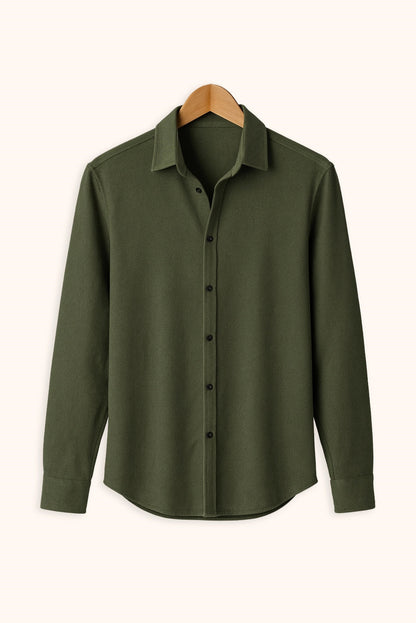 Brave Valvet Men’s Premium Full-Sleeve Button-Down Shirt – Olive Green