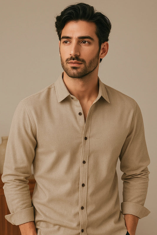 Brave Valvet Men’s Premium Full-Sleeve Shirt – Khaki