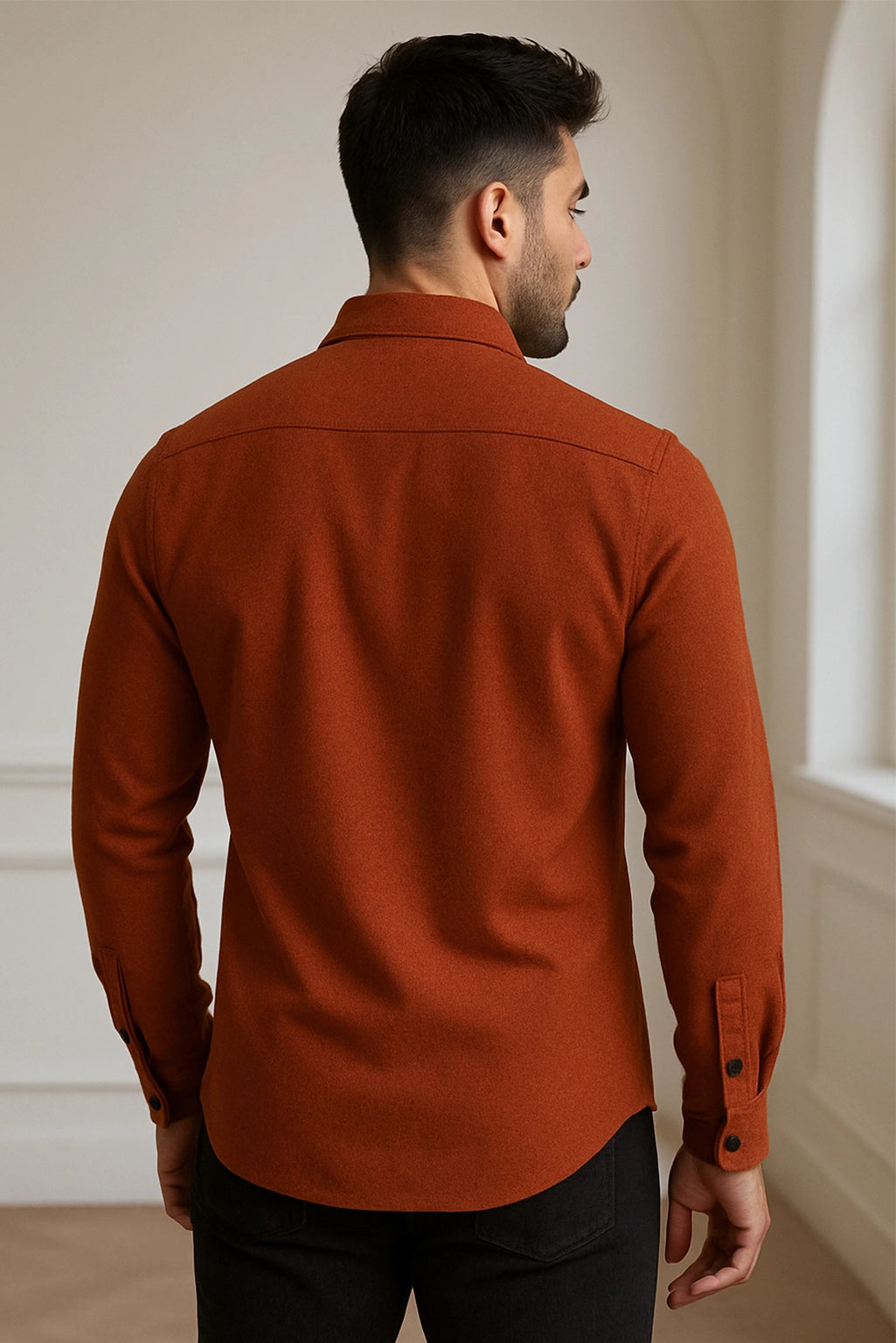 Brave Valvet Men’s Premium Full-Sleeve Shirt – Rust Orange