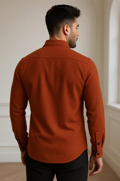 Brave Valvet Men’s Premium Full-Sleeve Shirt – Rust Orange