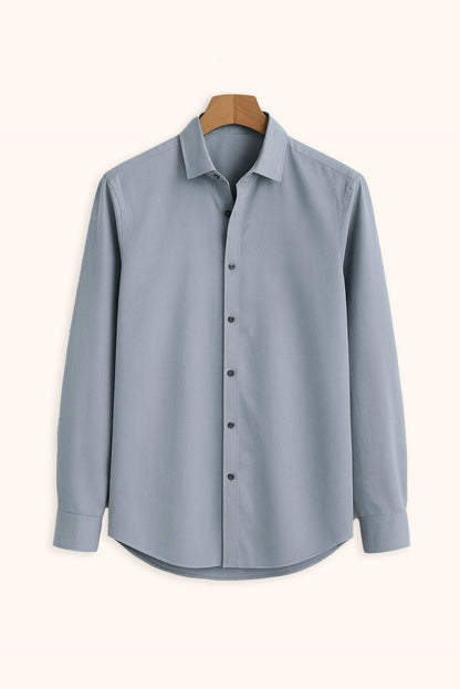 Brave Valvet Men’s Premium Full-Sleeve Button-Down Shirt – Steel Grey
