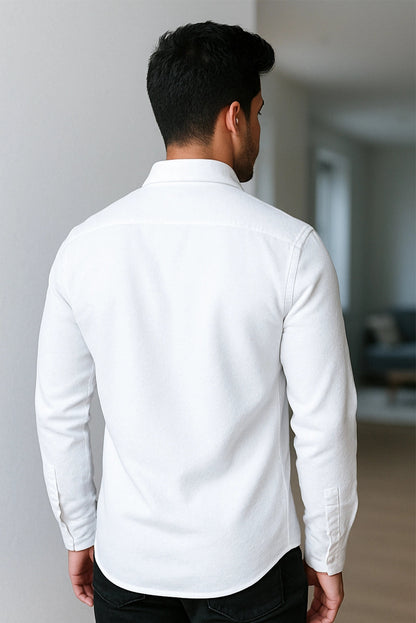 Brave Valvet Men’s Premium Full-Sleeve Button-Down Shirt – Classic White